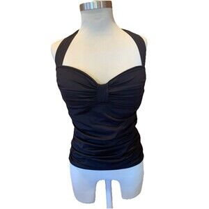 Tommy Bahama Tankini Set Swimsuit Bathing Suit Sz Medium Black Built In Bra Swim